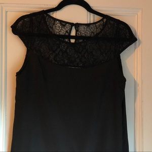 Black lace top shift dress